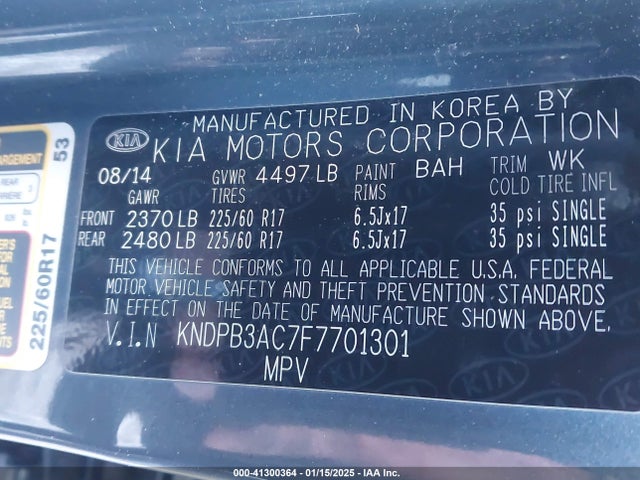 KNDPB3AC7F7701301 KIA Sportage Lx