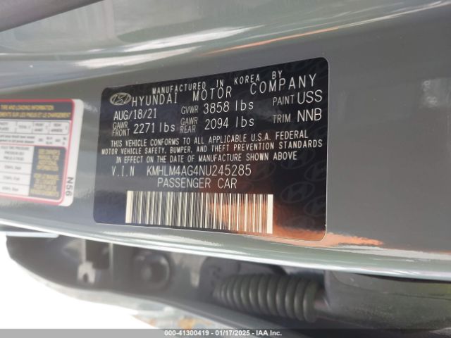 KMHLM4AG4NU245285 Hyundai ELANTRA SEL