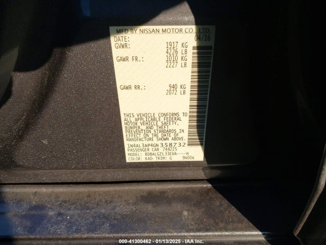 Nissan Altima 2.5 S 2016 1N4AL3AP4GN358732 Image 9