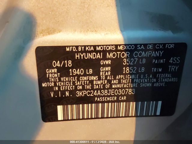 3KPC24A38JE030783 Hyundai Accent Sel