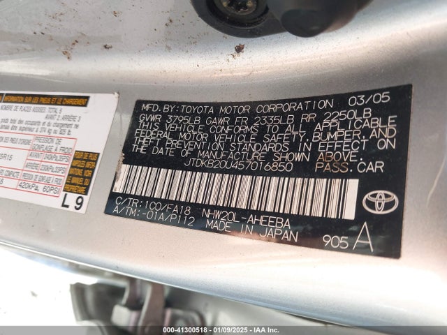 Продажа на аукционе авто 2005 Toyota Prius, vin: JTDKB20U457016850, номер лота: 41300518