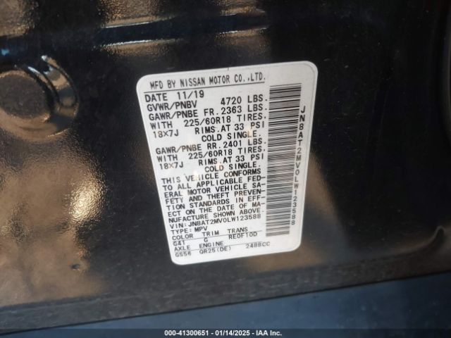 JN8AT2MV0LW123588 Nissan Rogue Sv Intelligent Awd