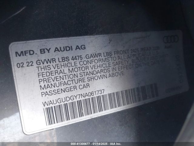 WAUGUDGY7NA061737 Audi A3 Premium 40 Tfsi Quattro S Tronic