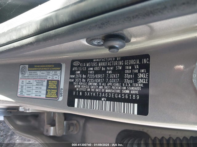KIA SORENTO LX 2014 5XYKT3A63EG456189 Image 9