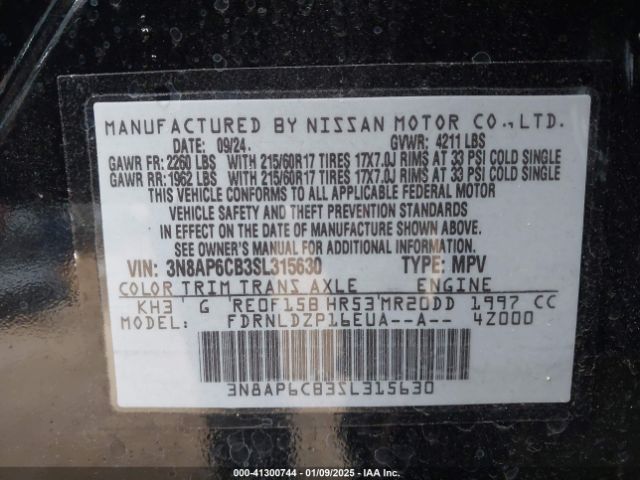 3N8AP6CB3SL315630 Nissan KICKS SV