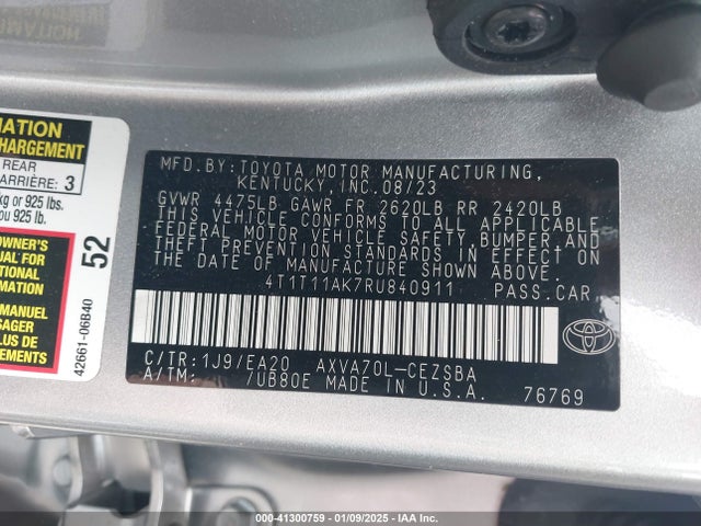 Toyota CAMRY SE 2024 4T1T11AK7RU840911 Image 9