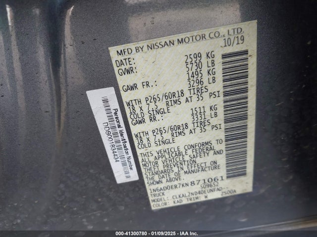 Nissan Frontier Sv 2019 1N6AD0ER7KN871061 Image 9