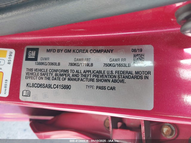 Chevrolet Spark Fwd 1lt Automatic 2020 KL8CD6SA9LC415890 Image 9