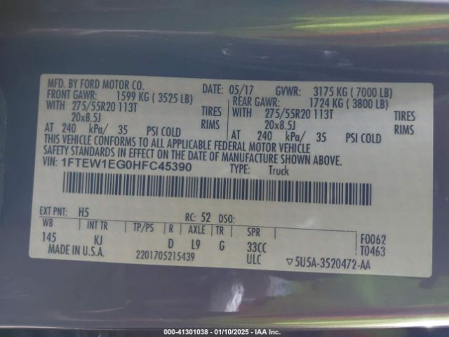 1FTEW1EG0HFC45390 Ford F-150 King Ranch