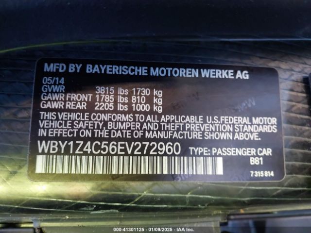 WBY1Z4C56EV272960 BMW I3 Base W/range Extender