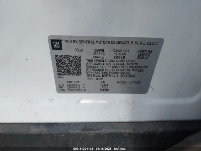3GKALMEV1LL101504 GMC Terrain Fwd Sle