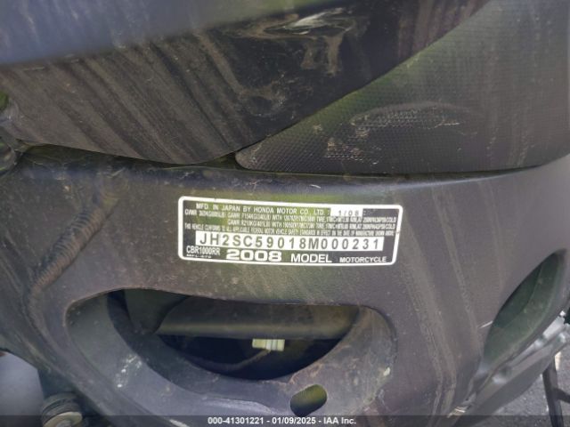 2008 HONDA CBR1000 JH2SC59018M000231 Photo 9