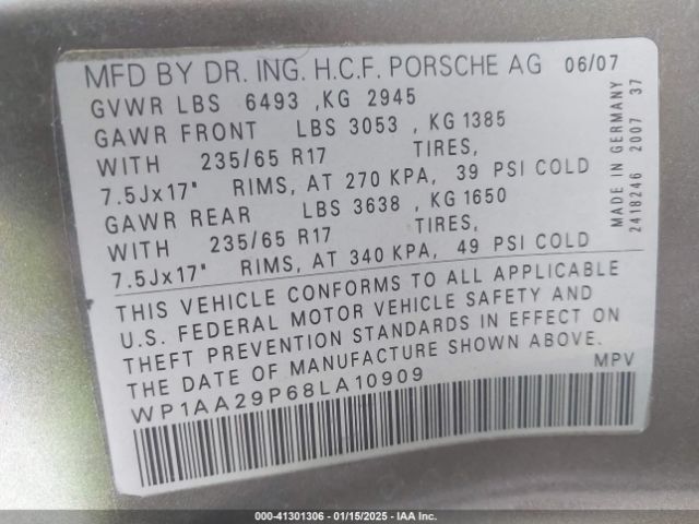 2009 PORSCHE CAYENNE WP1AA29P19LA05487 Photo 8