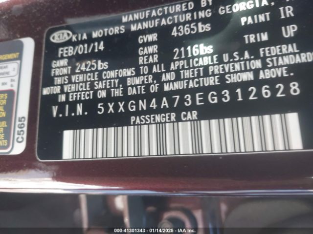 5XXGN4A73EG312628 KIA OPTIMA EX