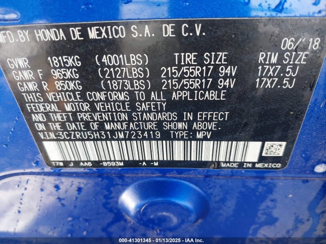 Honda HR-V LX 2018 3CZRU5H31JM723419 Image 9
