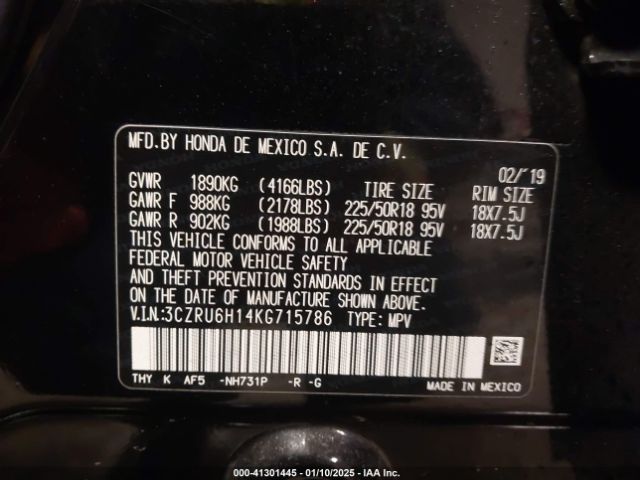 3CZRU6H14KG715786 Honda HR-V SPORT