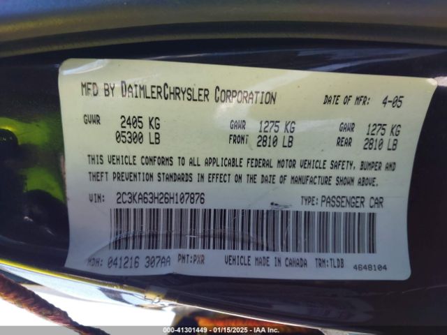 2006 CHRYSLER 300C 2C3KA63H26H107876 Photo 8