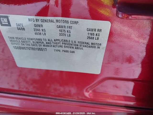 2008 CADILLAC STS 1G6DW67V780195517 Photo 8