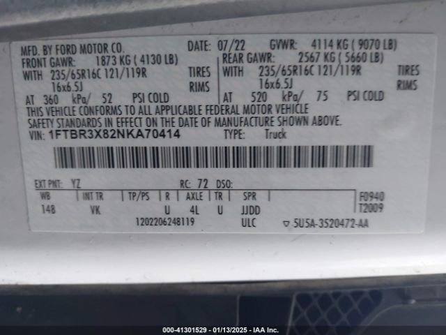 1FTBR3X82NKA70414 Ford Transit-250 Cargo Van