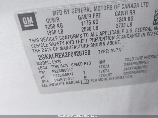2GKALREK2F6428750 GMC Terrain Sle-2