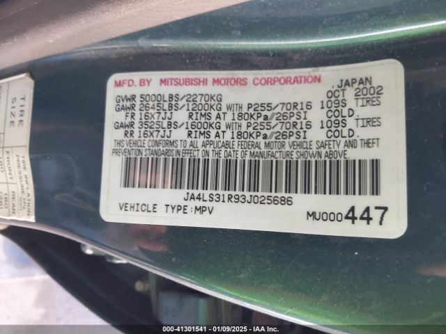 2003 MITSUBISHI MONTERO SPORT JA4LS31R93J025686 Photo 8