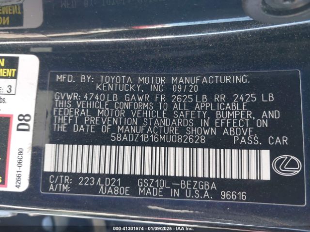 2021 LEXUS ES 350 58ADZ1B16MU082628 Photo 8