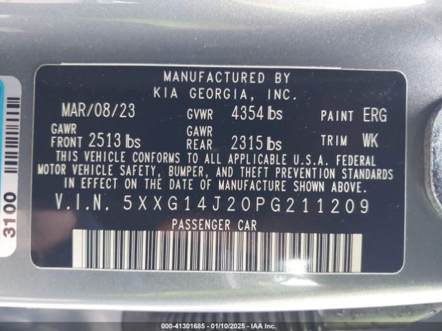 5XXG14J20PG211209 KIA K5 LXS