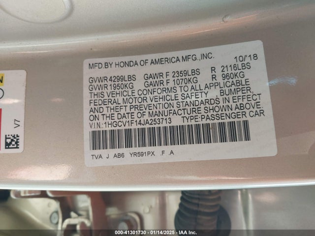 Honda ACCORD LX 2018 1HGCV1F14JA253713 Image 9
