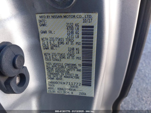 Nissan FRONTIER S 2018 1N6BD0CT6JN711772 Image 9