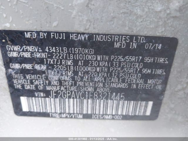 JF2GPAVC1E8321445 Subaru Xv Crosstrek 2.0i Premium