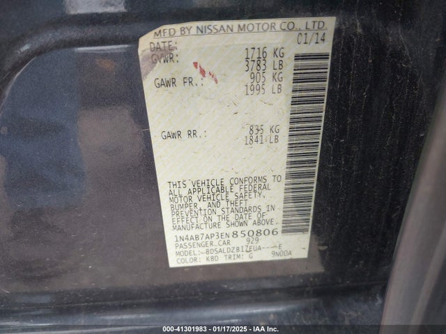 1N4AB7AP3EN850806 Nissan Sentra Fe+ S/fe+ Sv/s/sl/sr/sv