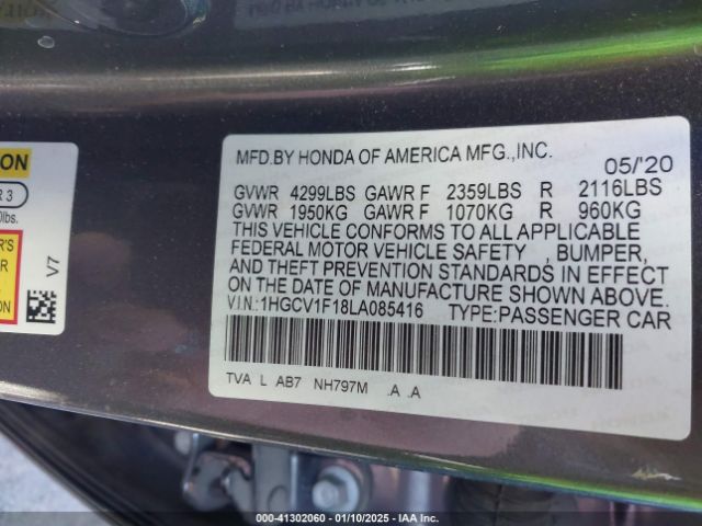 1HGCV1F18LA085416 Honda ACCORD LX