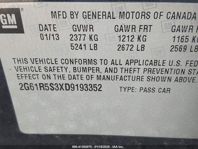 2013 CADILLAC XTS 2G61R5S3XD9193352 Photo 8