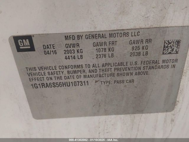 1G1RA6S56HU107311 Chevrolet VOLT LT