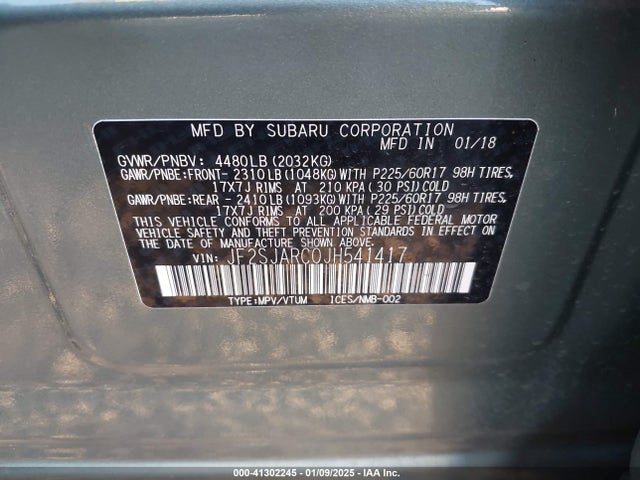 JF2SJARC0JH541417 Subaru Forester 2.5i Limited