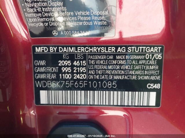 2005 MERCEDES-BENZ SL 500 WDBSK75F65F101085 Photo 8