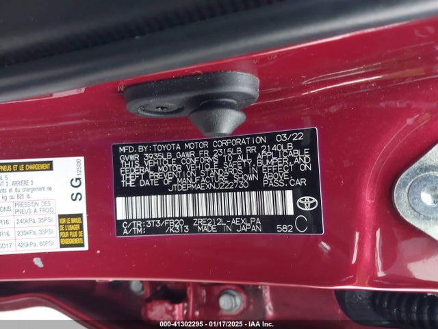 Toyota COROLLA LE 2022 JTDEPMAEXNJ222730 Image 9