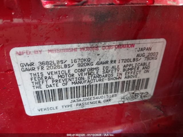 2004 MITSUBISHI LANCER JA3AJ26E54U015185 Photo 8