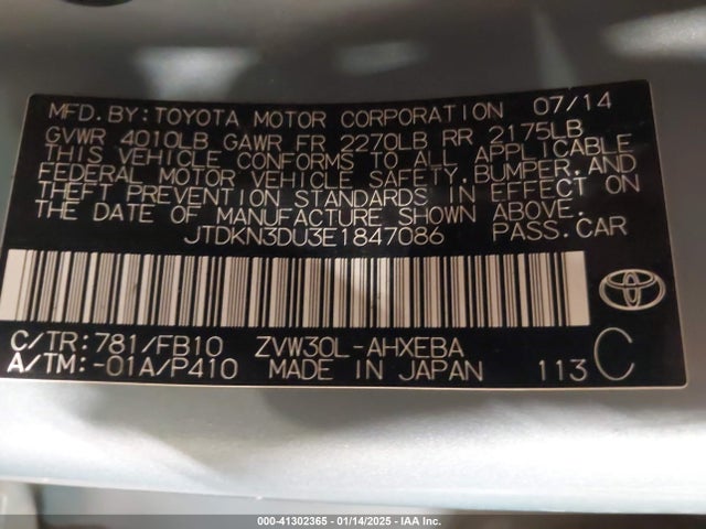 Toyota Prius 2014 JTDKN3DU3E1847086 Image 9