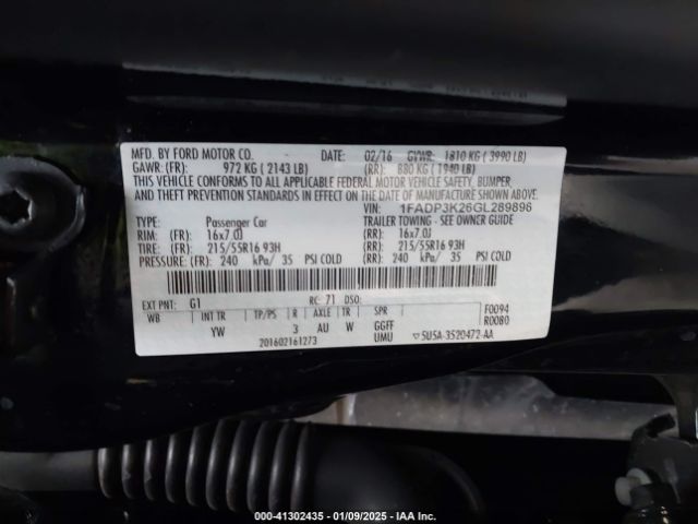 1FADP3K26GL289896 Ford FOCUS SE