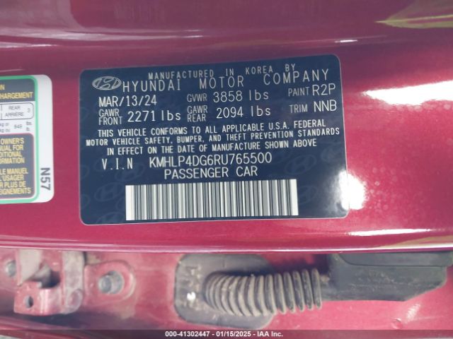 KMHLP4DG6RU765500 Hyundai Elantra Limited