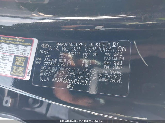 KIA SOUL + 2017 KNDJP3A55H7475917 Image 9