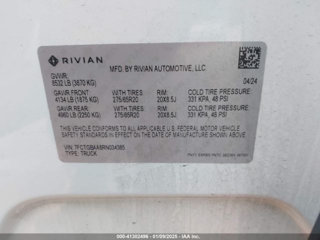 2024 RIVIAN R1T 7FCTGBAA8RN034385 Photo 8
