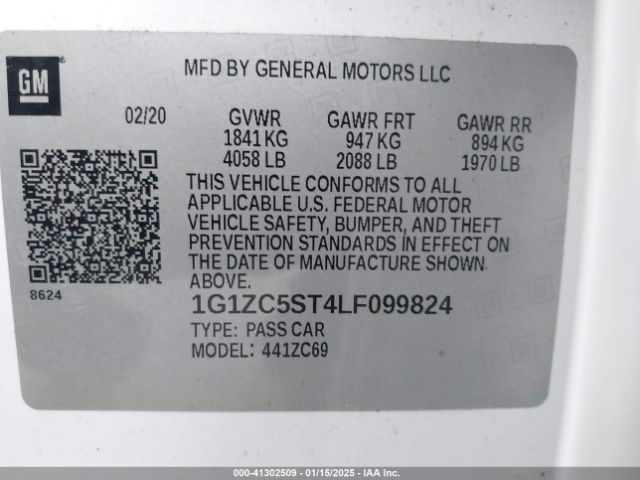 1G1ZC5ST4LF099824 Chevrolet Malibu Fwd 1fl
