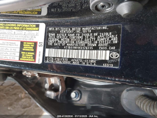 4T1B11HK4KU176235 Toyota CAMRY LE