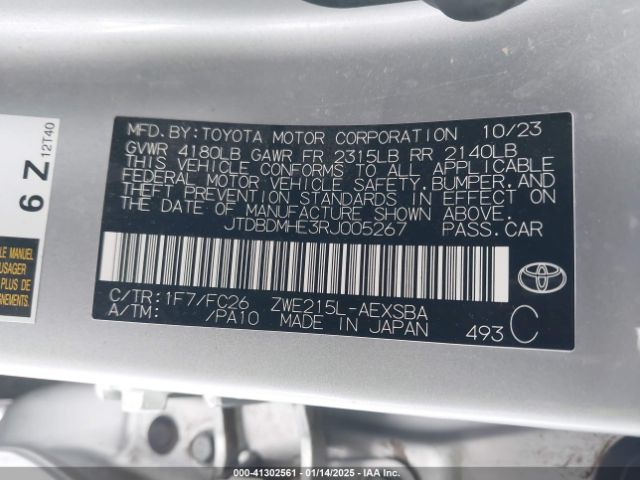 JTDBDMHE3RJ005267 Toyota Corolla Hybrid Se