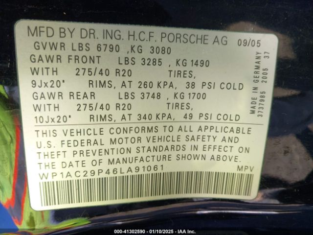 2006 PORSCHE CAYENNE WP1AC29P46LA91061 Photo 8