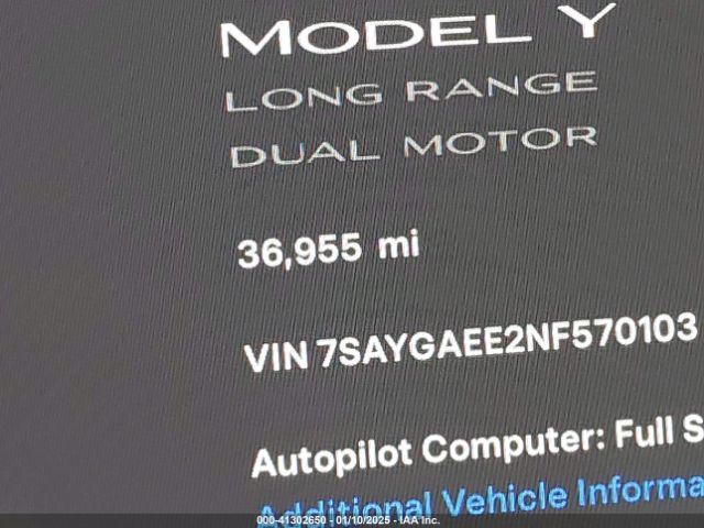 7SAYGAEE2NF570103 Tesla Model Y Long Range Dual Motor All-wheel Drive