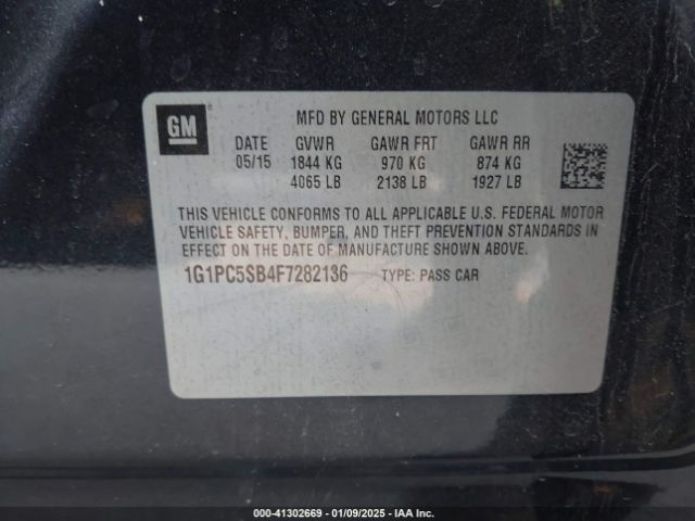 1G1PC5SB4F7282136 Chevrolet Cruze 1lt Auto