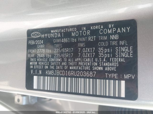 KM8JBCD16RU203687 Hyundai Tucson Hybrid Blue